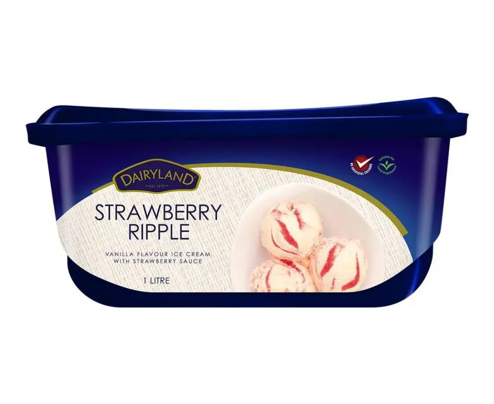 Dairyland Strawberry Ripple Ice-Cream 1ltr  